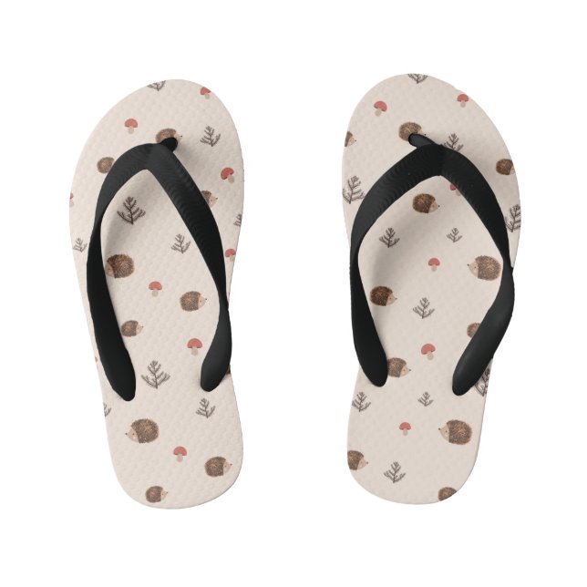 Chanclas Para Niños Patrón de setas y edgehog de Woodland (Plantilla)