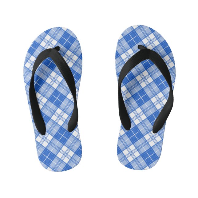 Chanclas Para Niños Patrón de tartán blanco oscuro yxm0uat9 diagonal (Plantilla)