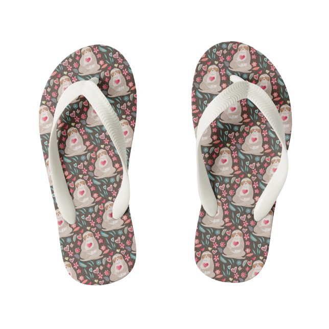 Chanclas Para Niños Patrón de Valentine Sloth (Plantilla)