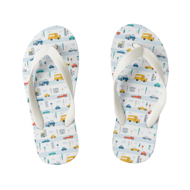 Chanclas Para Niños Patrón de vehículos de autovía de corte (Plantilla)