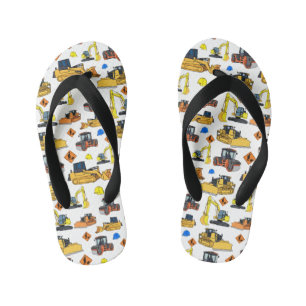 Chanclas Para Niños Patrón de vehículos de construcción divertidos