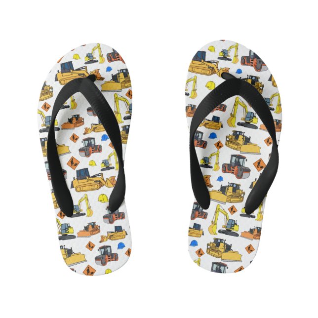 Chanclas Para Niños Patrón de vehículos de construcción divertidos (Plantilla)