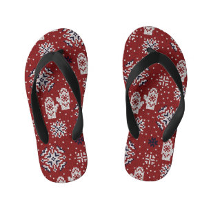 Chanclas Para Niños Patrón decorativo de Navidades de invierno de punt