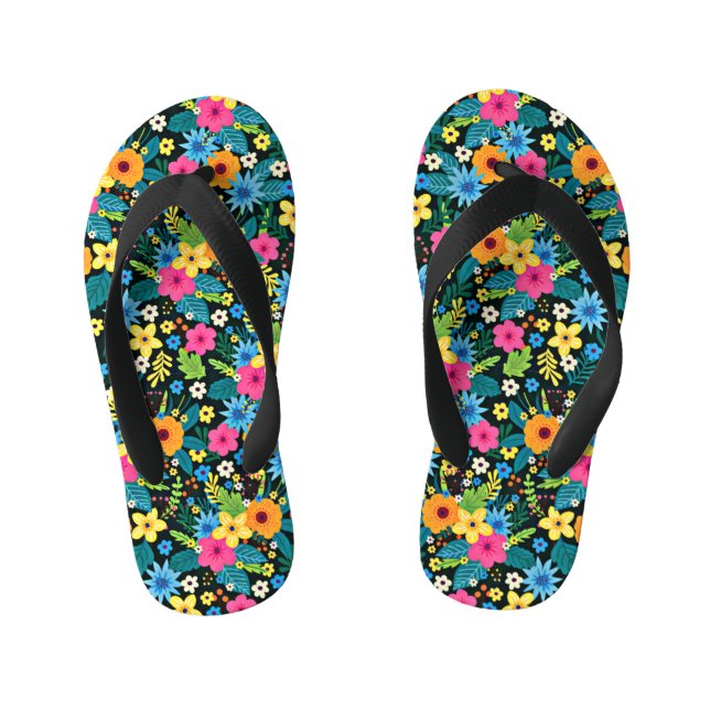 Chanclas Para Niños Patrón floral de vibrante Ditsy-43785 (Plantilla)