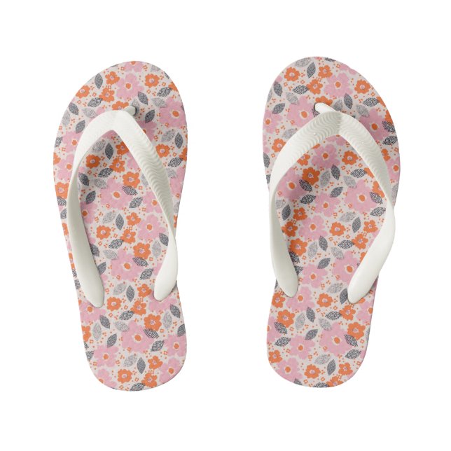 Chanclas Para Niños Patrón floral retro corto (Plantilla)