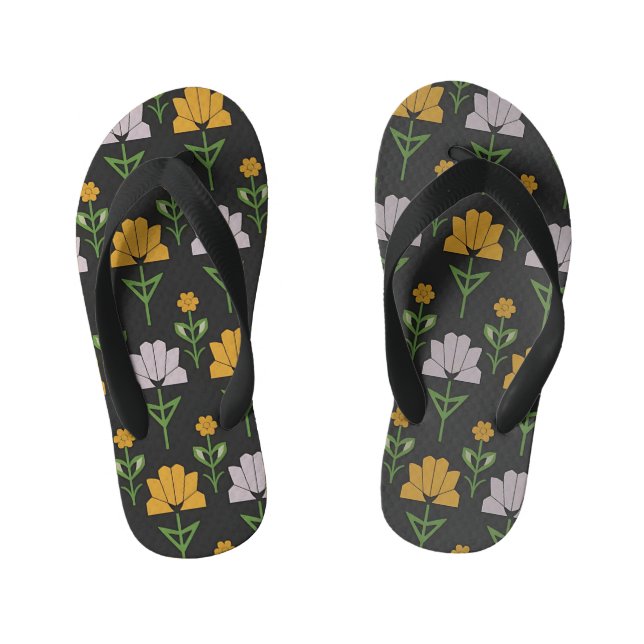 Chanclas Para Niños Patrón floral vibrante (Plantilla)