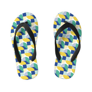 Chanclas Para Niños Patrón geométrico abstracto de amarillo verde azul