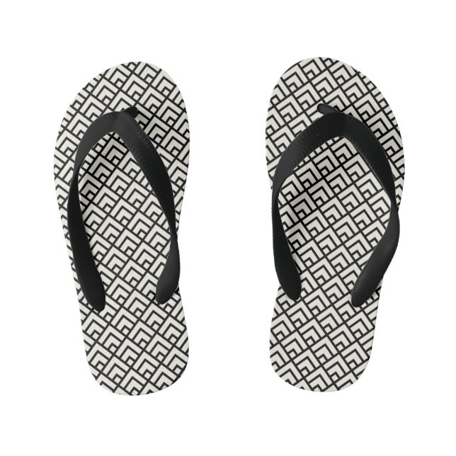 Chanclas Para Niños Patrón geométrico en blanco y negro (Plantilla)