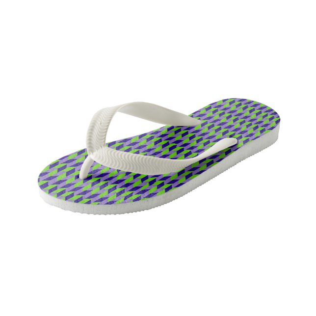 Chanclas Para Niños Patrón geométrico púrpura y verde (Angular)