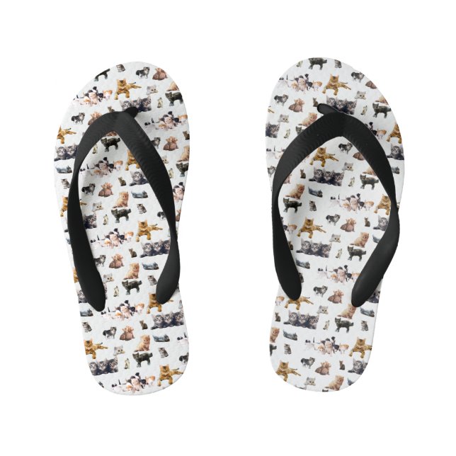 Chanclas Para Niños Patrón lindo con fotografías de gatos y gatitos (Plantilla)