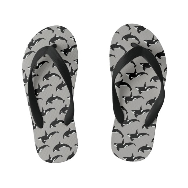 Chanclas Para Niños Patrón Orca:Gris (Plantilla)