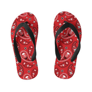 Chanclas Para Niños Patrón Paisley con fondo rojo-23214