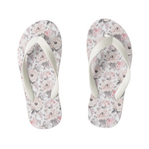Chanclas Para Niños Patrón rosa y gris clásico
