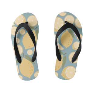 Chanclas Para Niños Patrón sin foco de limón amarillo