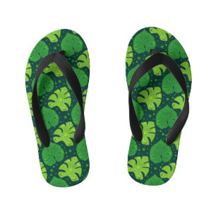 Chanclas Para Niños Patrón tropical con hojas de liana y monstera