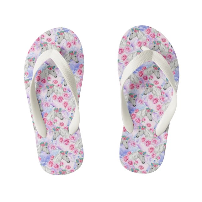 Chanclas Para Niños Patrón Unicornios y Rosas (Plantilla)