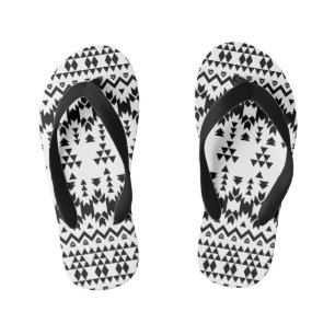 Chanclas Para Niños Patrón vectorial geométrico azteca blanco y negro