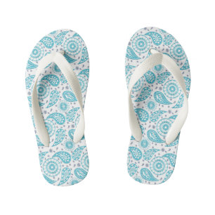 Chanclas Para Niños Patrón verde azulado Paisley.