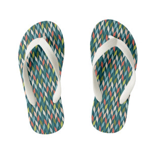 Chanclas Para Niños Patrón Verde azulado y coral moderno de mediados 