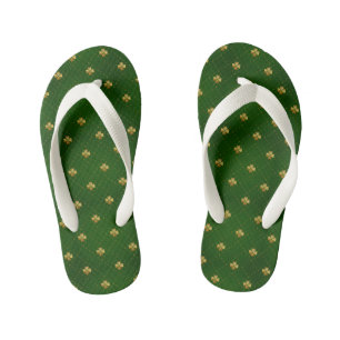 Chanclas Para Niños Patrón verde dorado