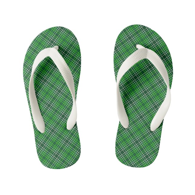 Chanclas Para Niños Patrón verde oscuro y verde vegetal (Plantilla)