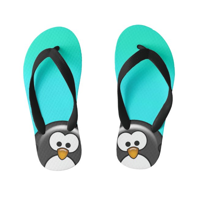 Chanclas Para Niños Peekaboo Penguin Aqua (Plantilla)