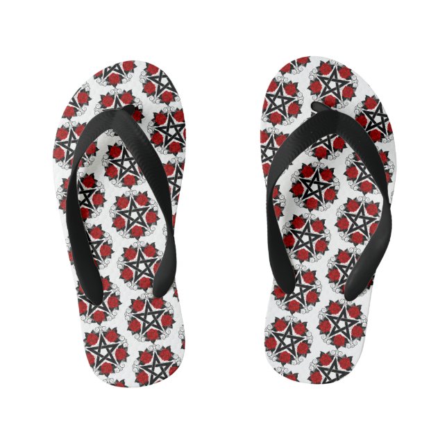 Chanclas Para Niños Pentagram con rosas rojas (Plantilla)