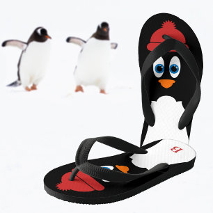 Chanclas Para Niños Pequeño pingüino monogramado Personalizado gracios