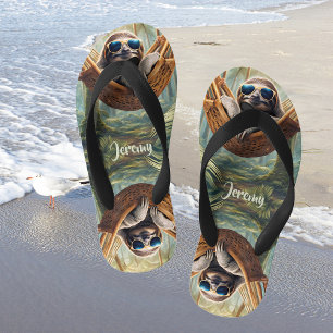 Chanclas Para Niños Perezoso divertido con gafas de sol en una hamaca