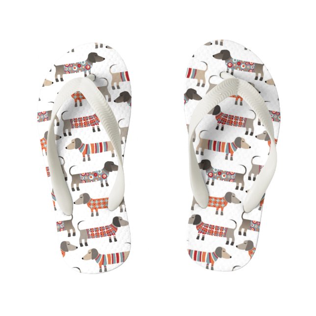 Chanclas Para Niños Perro Dachshund Sausage (Plantilla)