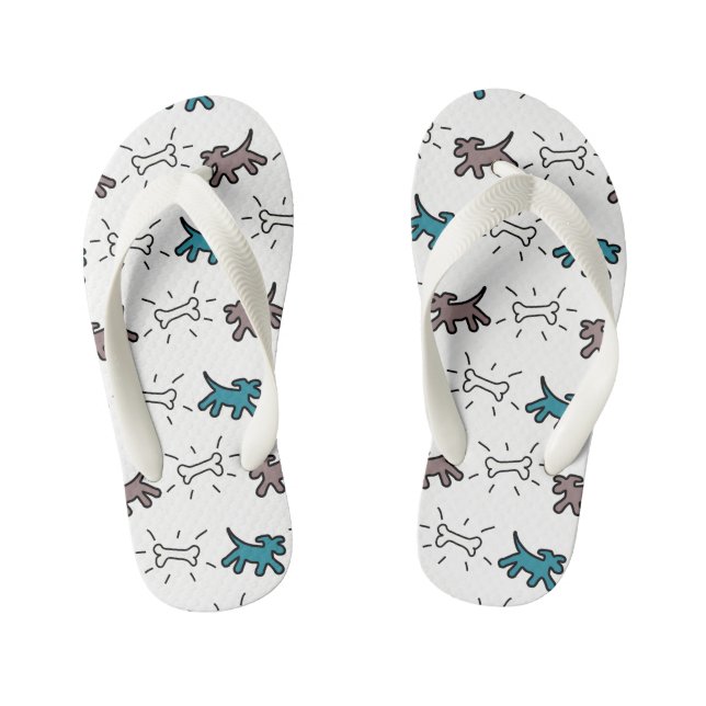 Chanclas Para Niños Perros Huesos Blancos Graffiti Estilo niños voltea (Plantilla)