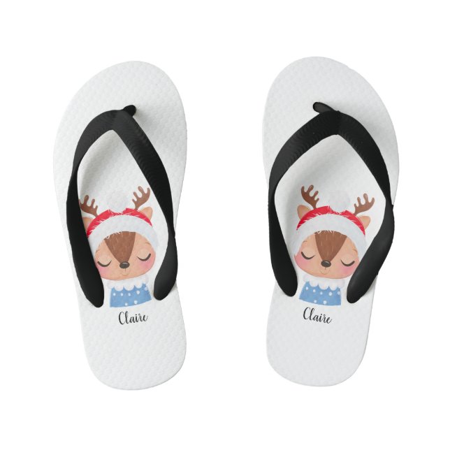 Chanclas Para Niños Personalización de Navidades durmiendo cara de ren (Plantilla)