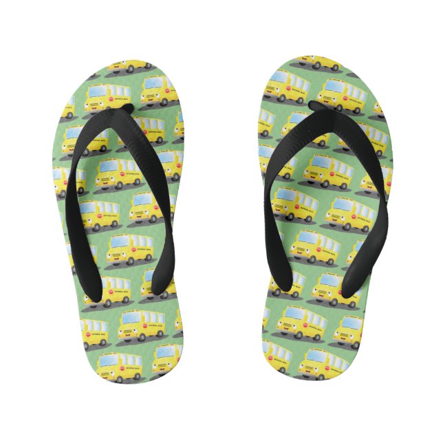 Chanclas Para Niños Personalizado de autobús escolar alegre y amarillo (Plantilla)