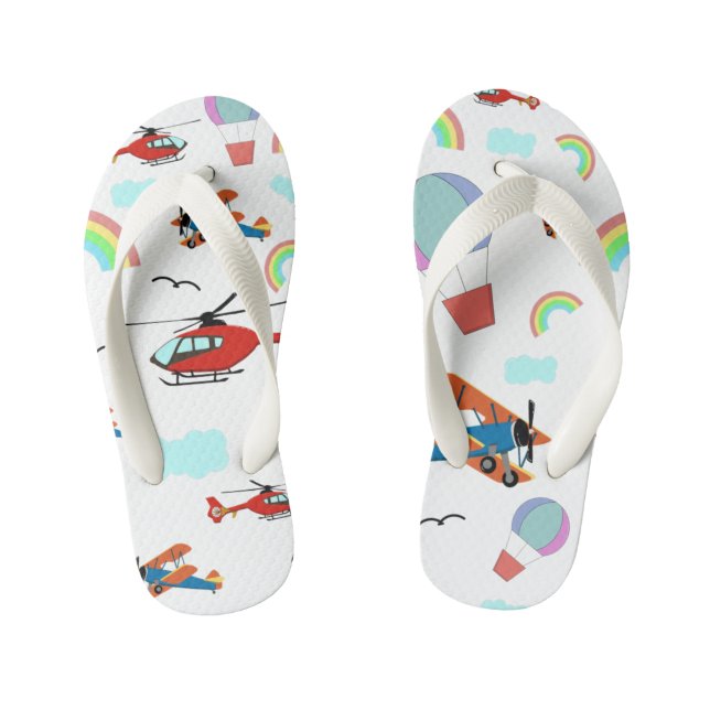 Chanclas Para Niños personalizado de aviones doodle kids flip flops (Plantilla)