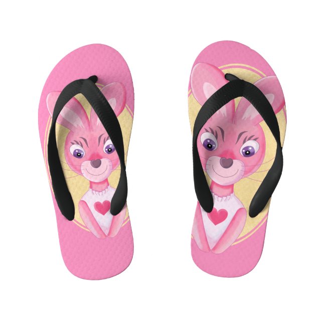 Chanclas Para Niños Personalizado de chica de conejito lindo (Plantilla)