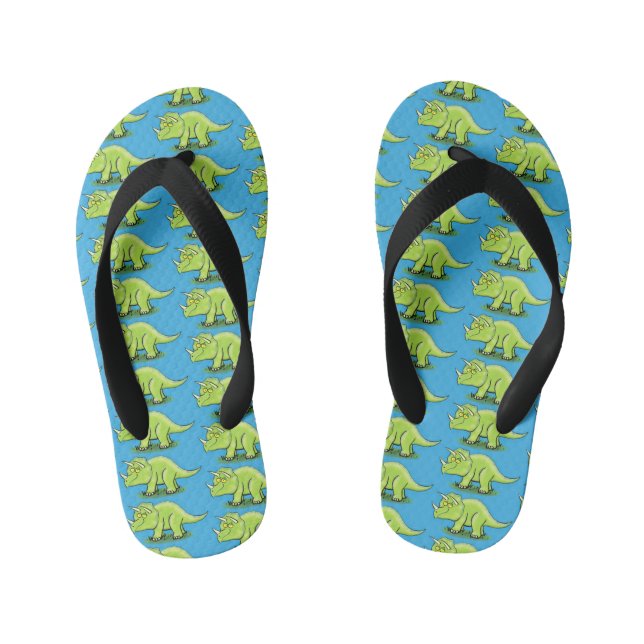 Chanclas Para Niños Personalizado de dinosaurios de triceratops verde  (Plantilla)