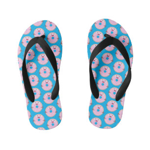 Chanclas Para Niños Personalizado de donut rosa alegre y brillante
