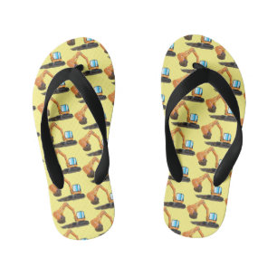 Chanclas Para Niños Personalizado de excavadora de naranja cúpula