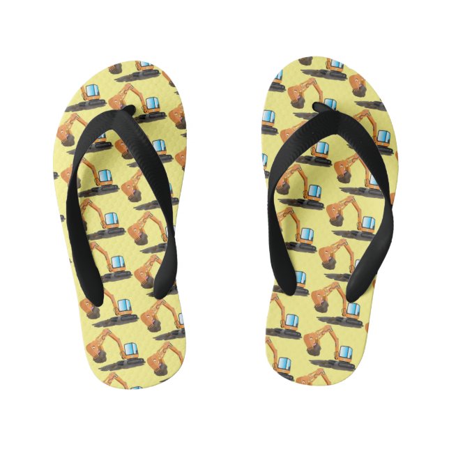 Chanclas Para Niños Personalizado de excavadora de naranja cúpula (Plantilla)
