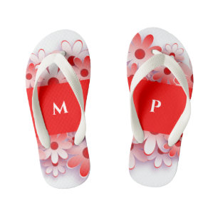 Chanclas Para Niños Personalizado de flores rojas