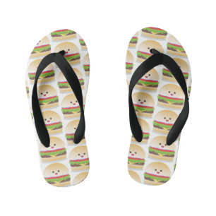Chanclas Para Niños Personalizado de hamburguesa kawaii feliz