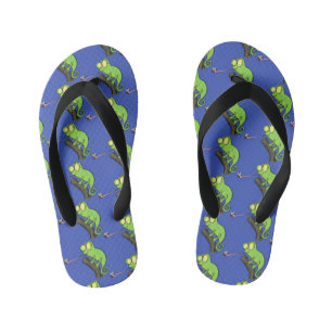Chanclas Para Niños Personalizado de lagarto de camaleón verde lindo