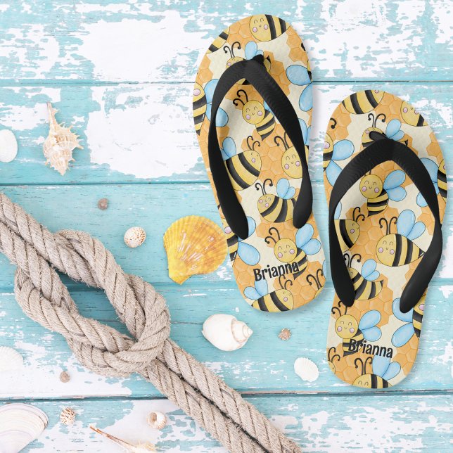 Chanclas Para Niños Personalizado de patrón de abee y honeycomb (Subido por el creador)