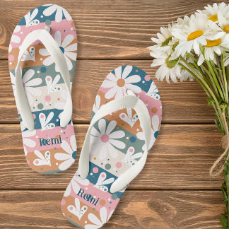 Chanclas Para Niños Personalizado de patrón de rayas florales de marea