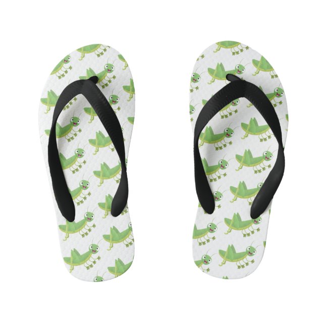 Chanclas Para Niños Personalizado de saltamontes alegre verde (Plantilla)