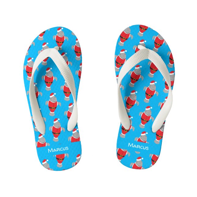 Chanclas Para Niños Personalizado Manatee Santa Nombre (Plantilla)