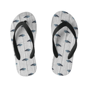Chanclas Para Niños Personalizado Rústico Nautical Blue Lobster Gray W