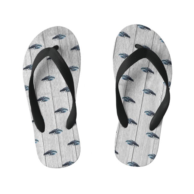 Chanclas Para Niños Personalizado Rústico Nautical Blue Lobster Gray W (Plantilla)