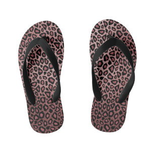 Chanclas Para Niños Piel leopardo de oro Rosa