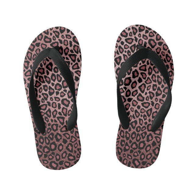 Chanclas Para Niños Piel leopardo de oro Rosa (Plantilla)